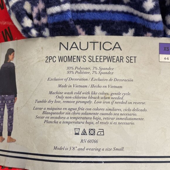 NEW Nautica Womens M Silky Stretch Fleece Sleepwear Set - 2 Pcs - Picture 3 of 6